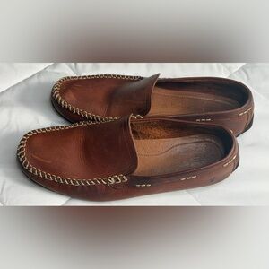 Mens Frye Lewis Venetian Loafers Shoes Sz 10.5 D Brown Cognac Leather Slip On